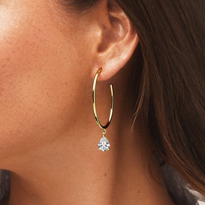 Oval Hoop Sparkle Drop Earrings - 2 Color Options
