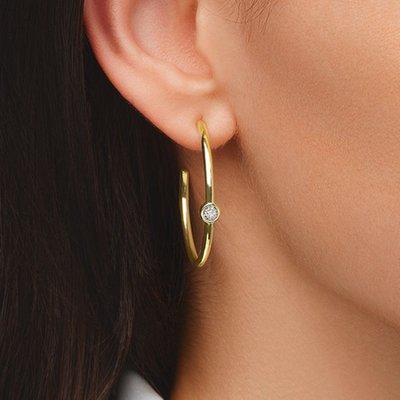 Bezel Hoop Earrings - 2 Color Options